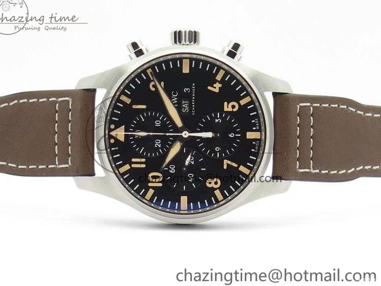 MIROTIME 0301 Pilot Chrono 20th ZF 1:1 Best Edition Black Dial On Brown Leather Strap A ZeroBulk 7236